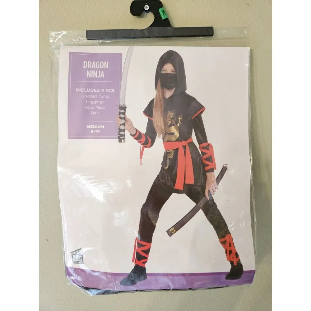 Ninja Dragon Red‎ Halloween Costume Dress Up Size Child Medium 8-10 Years